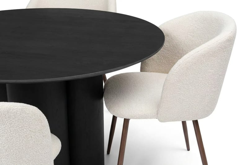 Juno Matgrupp runt 110 cm Svart med 4 Greya Matstolar - Svart - Möbler - Bord & matgrupper - Matgrupper