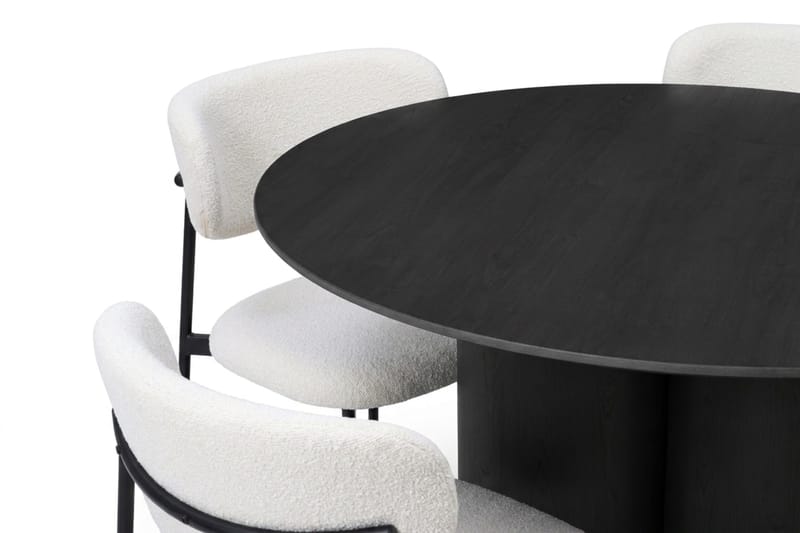 Juno Matgrupp runt 110 cm Svart med 4 Lucy Matstolar - Svart - Möbler - Bord & matgrupper - Matgrupper