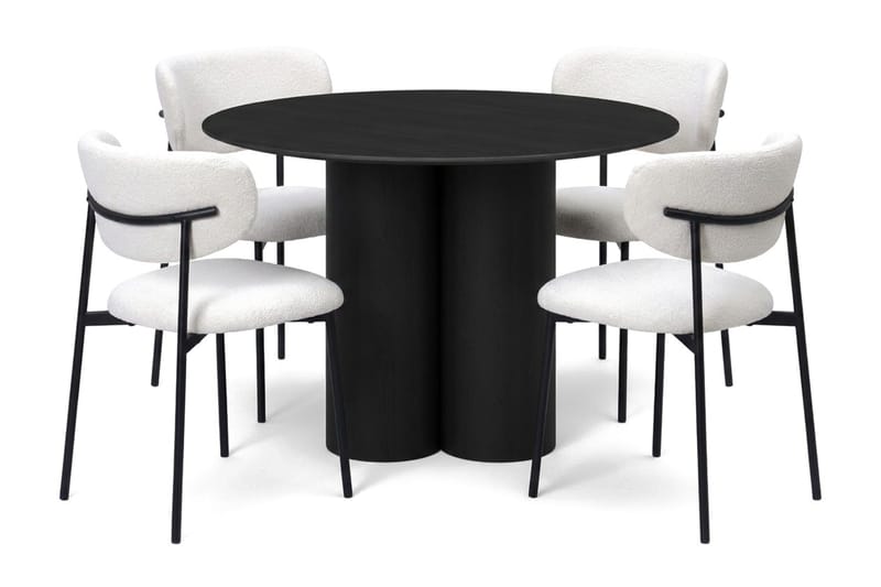 Juno Matgrupp runt 110 cm Svart med 4 Lucy Matstolar - Svart - M öbler - Bord & matgrupper - Matgrupper