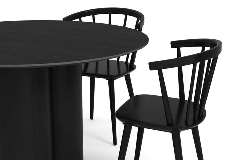 Juno Matgrupp runt 110 cm Svart med 4 Tyrö Matstolar - Svart - Möbler - Bord & matgrupper - Matgrupper
