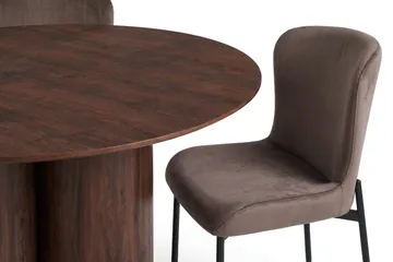 Juno Matgrupp runt 110 cm Valnöt med 4 Elsie Matstolar - Valnöt - Möbler - Bord & matgrupper - Matgrupper
