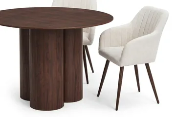 Juno Matgrupp runt 110 cm Valnöt med 4 Filippa Matstolar - Valnöt - Möbler - Bord & matgrupper - Matgrupper