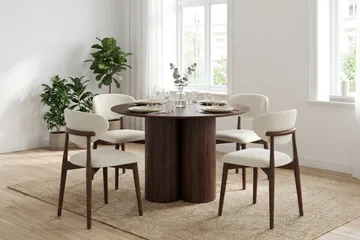 Juno Matgrupp runt 110 cm Valnöt med 4 Molly Matstolar - Valnöt - Möbler - Bord & matgrupper - Matgrupper