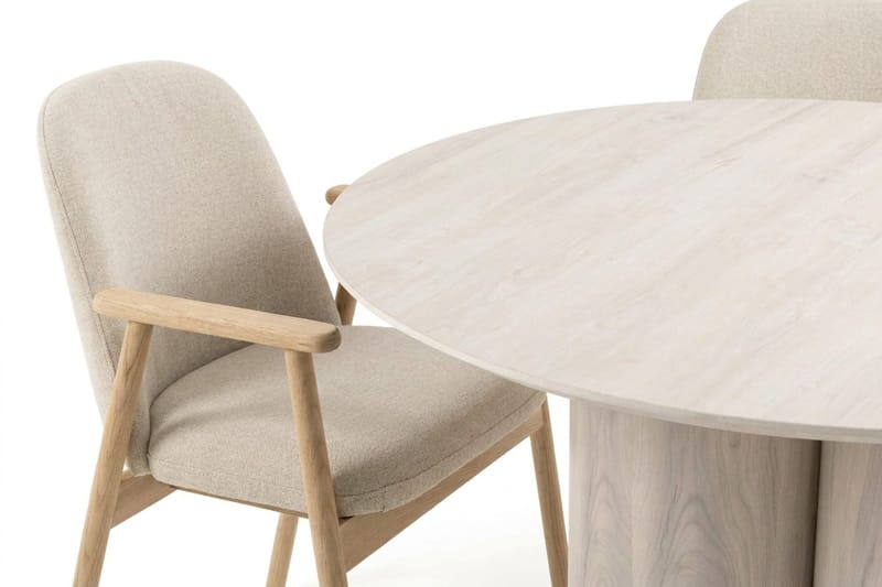 Juno Matgrupp runt 110 cm Vitlaserad med 4 Reciclar Matstolar - Vitlaserad - Möbler - Bord & matgrupper - Matgrupper