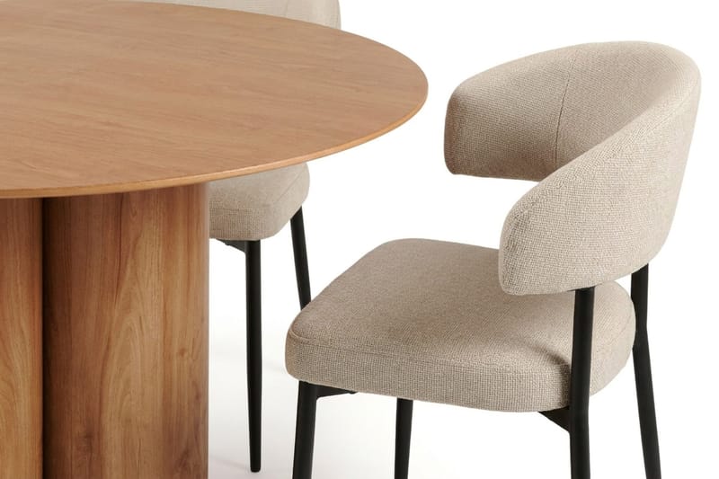 Juno Matgrupp runt 130 cm Ek med 6 Sawako Matstolar - Ek - Möbler - Bord & matgrupper - Matgrupper