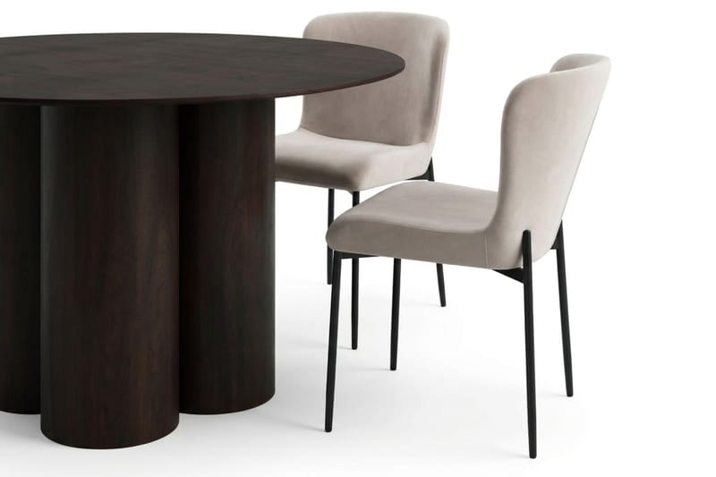 Juno Matgrupp runt 130 cm Rökt Ek med 6 Elsie Matstolar - Rökt ek/Beige - Möbler - Bord & matgrupper - Matgrupper