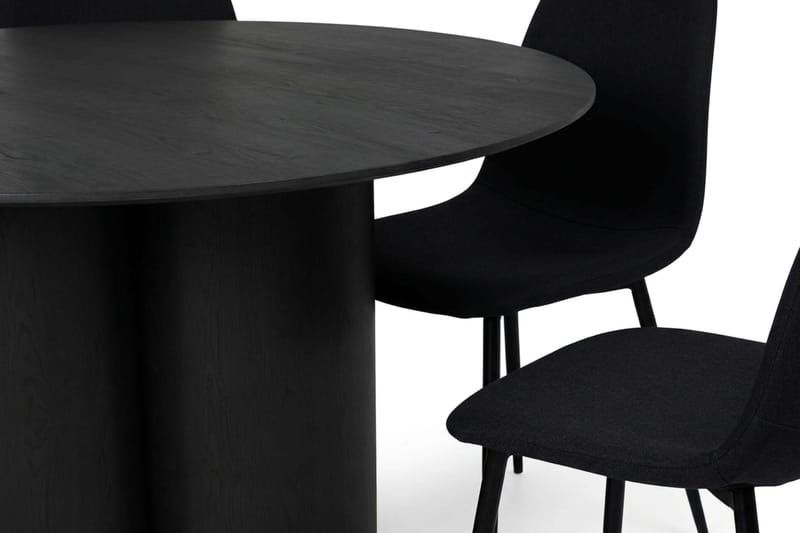 Juno Matgrupp runt 130 cm Svart med 6 Nibe Matstolar - Svart - Möbler - Bord & matgrupper - Matgrupper