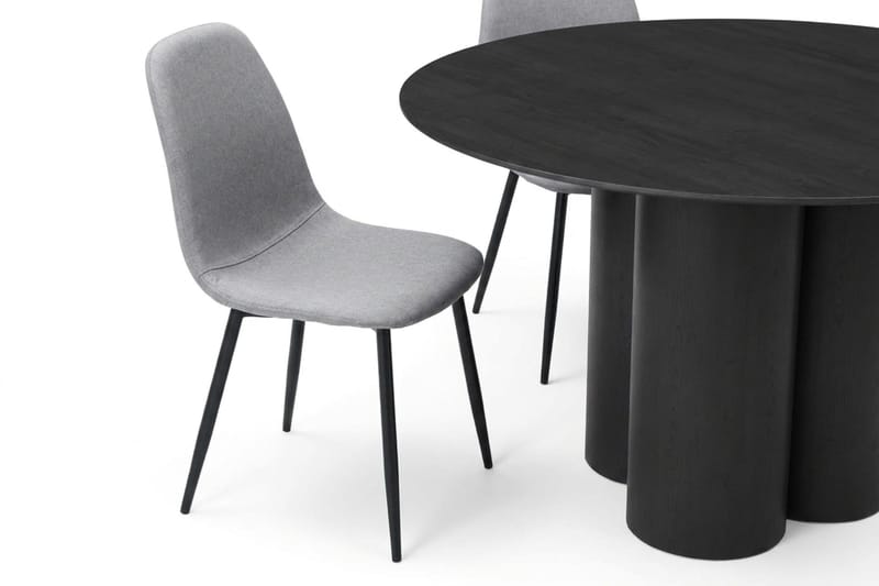 Juno Matgrupp runt 130 cm Svart med 6 Nibe Matstolar - Svart - Möbler - Bord & matgrupper - Matgrupper
