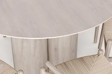 Juno Matgrupp runt 130 cm Vitlaserad med 6 Dastoori Matstolar - Vitlaserad ek - Möbler - Bord & matgrupper - Matgrupper