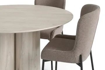 Juno Matgrupp runt 130 cm Vitlaserad med 6 Elsie Matstolar - Vitlaserad ek - Möbler - Bord & matgrupper - Matgrupper