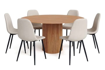 Beige/Metallben Svart - Svartlaserad ek