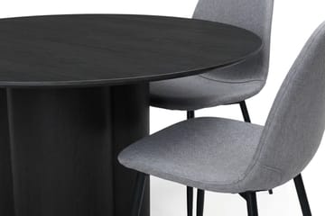 Juno Matgrupp runt 150 cm Svart med 6 Nibe Matstolar - Svartlaserad ek - Möbler - Bord & matgrupper - Matgrupper