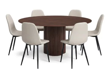 Beige/Metallben Svart - Svartlaserad ek