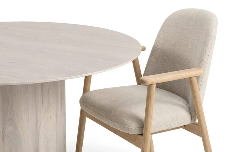 Juno Matgrupp runt 150 cm Vitlaserad med 6 Reciclar Matstolar - Vitlaserad ek - Möbler - Bord & matgrupper - Matgrupper
