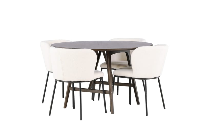 Kaseidon Matgrupp 100 cm Rund med 4 Edina Stolar - Mörkbrun - Möbler - Bord & matgrupper - Matgrupper
