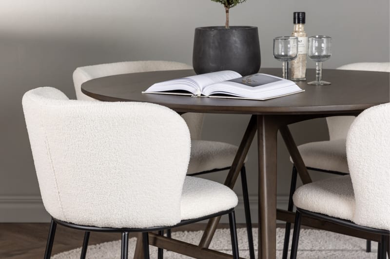 Kaseidon Matgrupp 100 cm Rund med 4 Edina Stolar - Mörkbrun - Möbler - Bord & matgrupper - Matgrupper