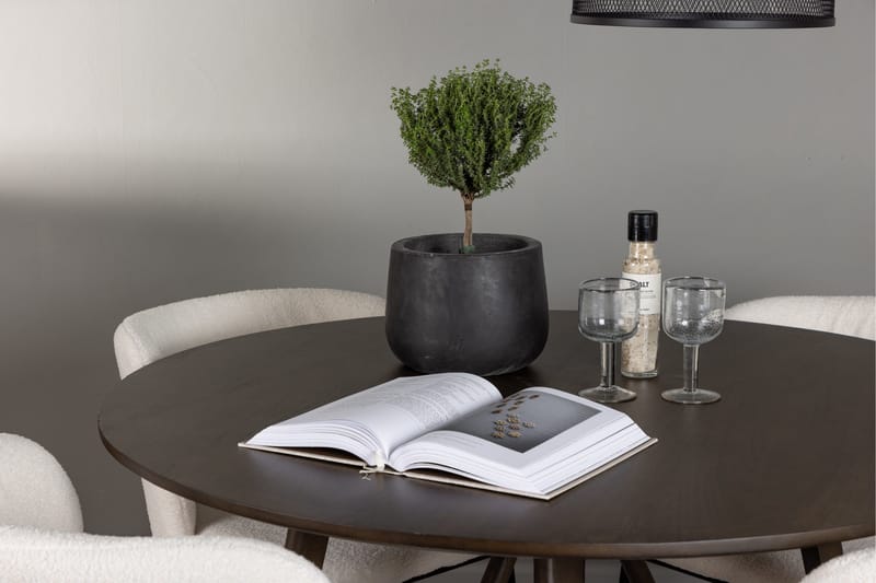 Kaseidon Matgrupp 100 cm Rund med 4 Edina Stolar - Mörkbrun - Möbler - Bord & matgrupper - Matgrupper