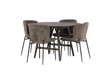 Kaseidon Matgrupp 100 cm Rund med 4 Modesto stolar - Svart - Möbler - Bord & matgrupper - Matgrupper
