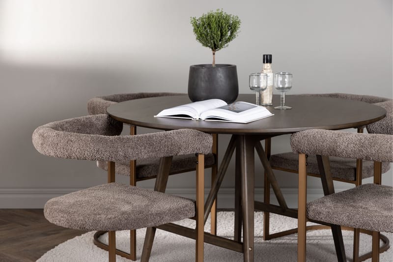 Kaseidon Matgrupp 100 cm Rund med 4 Morning stolar - Brun - Möbler - Bord & matgrupper - Matgrupper