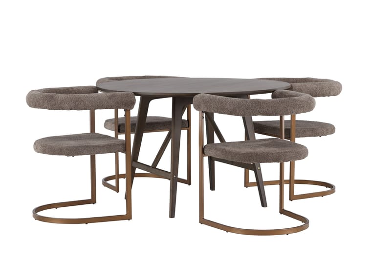 Kaseidon Matgrupp 100 cm Rund med 4 Morning stolar - Brun - Möbler - Bord & matgrupper - Matgrupper