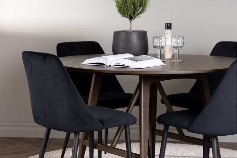 Kaseidon Matgrupp 100 cm Rund med 4 Night stolar - Svart - Möbler - Bord & matgrupper - Matgrupper