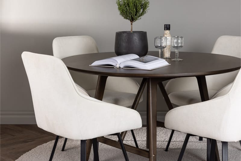 Kaseidon Matgrupp 100 cm Rund med 4 Rosie stolar - Beige - Möbler - Bord & matgrupper - Matgrupper