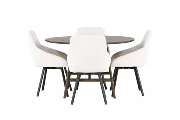 Kaseidon Matgrupp 100 cm Rund med 4 Rosie stolar - Beige - Möbler - Bord & matgrupper - Matgrupper