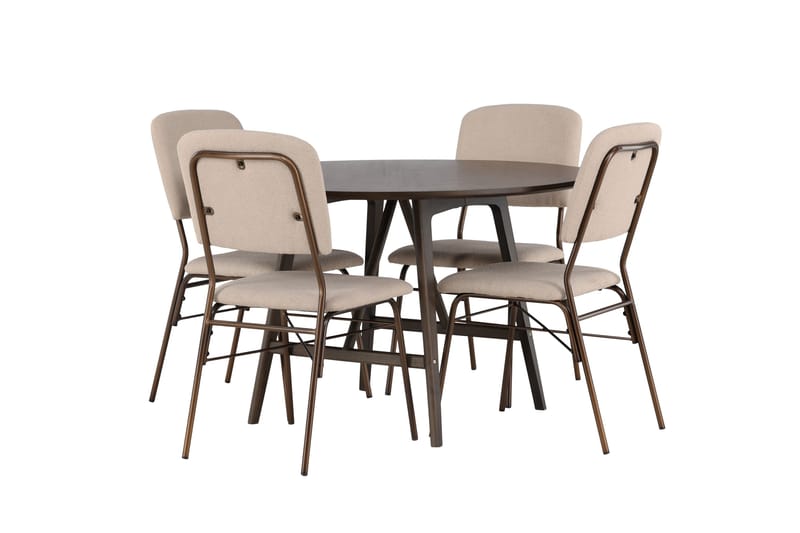 Kaseidon Matgrupp 100 cm Rund med 4 Seda stolar - Beige - Möbler - Bord & matgrupper - Matgrupper