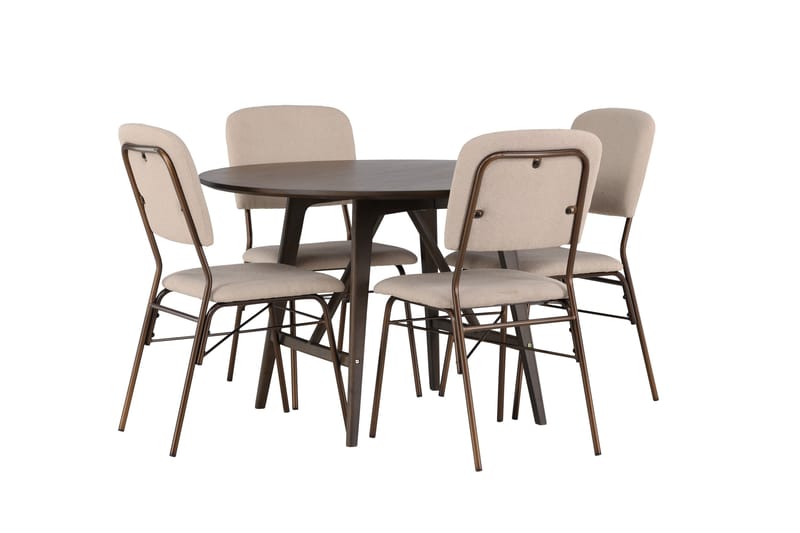 Kaseidon Matgrupp 100 cm Rund med 4 Seda stolar - Beige - Möbler - Bord & matgrupper - Matgrupper
