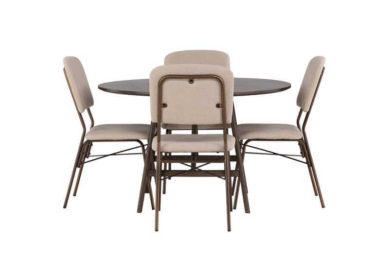 Kaseidon Matgrupp 100 cm Rund med 4 Seda stolar - Beige - Möbler - Bord & matgrupper - Matgrupper