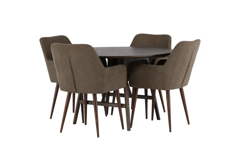 Kaseidon Matgrupp 100 cm Rund med 4 Tomorrow stolar - Brun - Möbler - Bord & matgrupper - Matgrupper