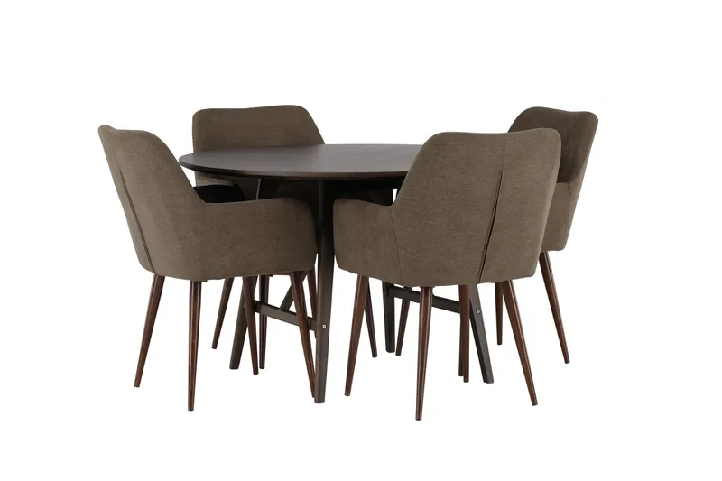 Kaseidon Matgrupp 100 cm Rund med 4 Tomorrow stolar - Brun - Möbler - Bord & matgrupper - Matgrupper