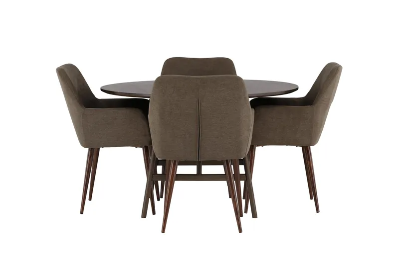 Kaseidon Matgrupp 100 cm Rund med 4 Tomorrow stolar, Brun