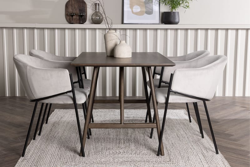 Kaseidon Matgrupp 120 cm Rektangulär med 4 Evelina stolar - Svart - Möbler - Bord & matgrupper - Matgrupper