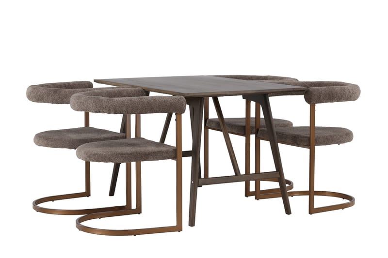 Kaseidon Matgrupp 120 cm Rektangulär med 4 Morning stolar - Brun - Möbler - Bord & matgrupper - Matgrupper