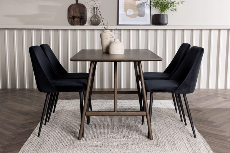 Kaseidon Matgrupp 120 cm Rektangulär med 4 Night stolar - Svart - Möbler - Bord & matgrupper - Matgrupper