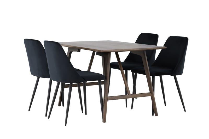 Kaseidon Matgrupp 120 cm Rektangulär med 4 Night stolar - Svart - Möbler - Bord & matgrupper - Matgrupper