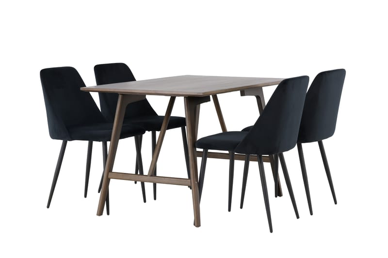 Kaseidon Matgrupp 120 cm Rektangulär med 4 Night stolar - Svart - Möbler - Bord & matgrupper - Matgrupper