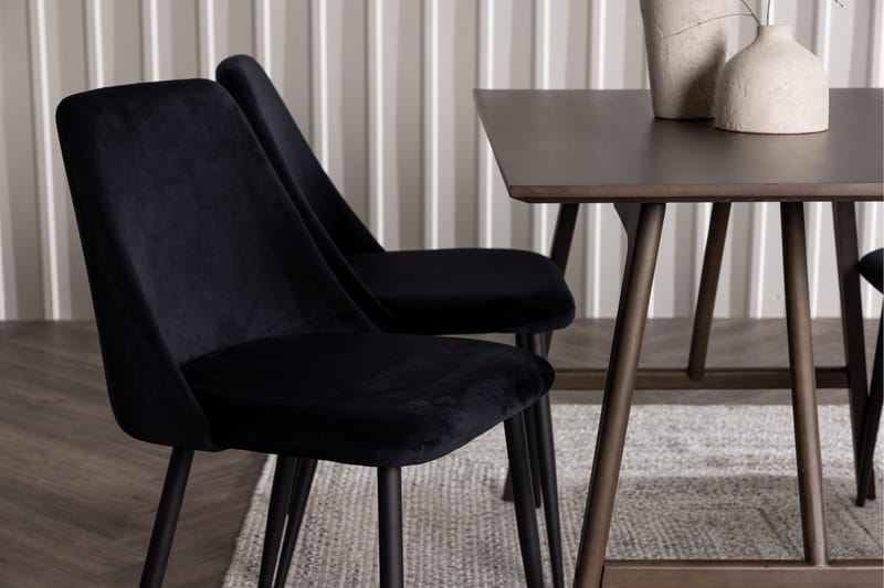 Kaseidon Matgrupp 120 cm Rektangulär med 4 Night stolar - Svart - Möbler - Bord & matgrupper - Matgrupper