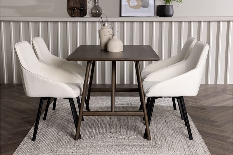 Kaseidon Matgrupp 120 cm Rektangulär med 4 Rosie stolar - Beige - Möbler - Bord & matgrupper - Matgrupper