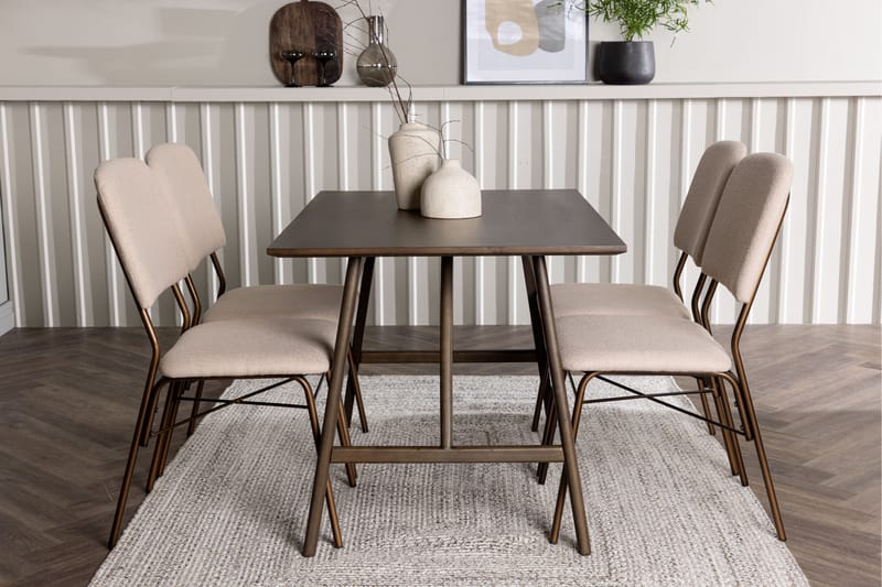 Kaseidon Matgrupp 120 cm Rektangulär med 4 Seda stolar - Beige - Möbler - Bord & matgrupper - Matgrupper