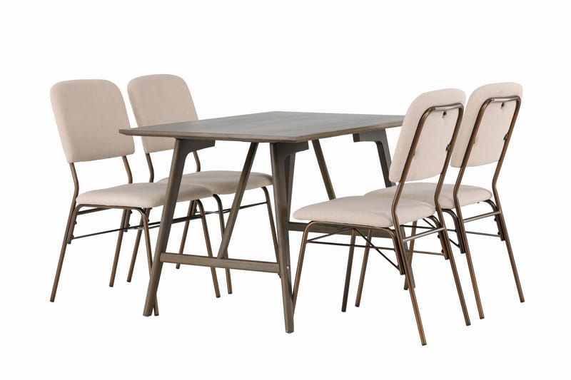 Kaseidon Matgrupp 120 cm Rektangulär med 4 Seda stolar - Beige - Möbler - Bord & matgrupper - Matgrupper