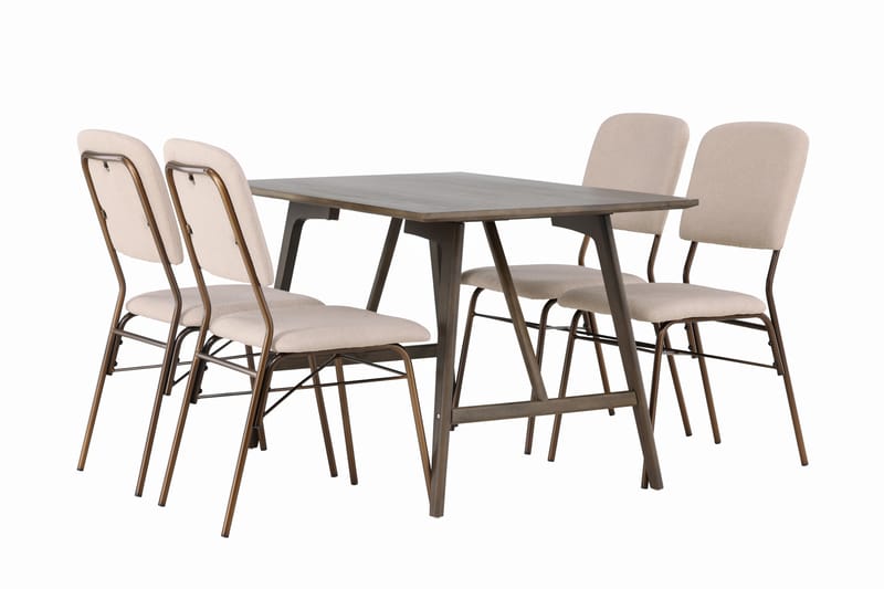 Kaseidon Matgrupp 120 cm Rektangulär med 4 Seda stolar - Beige - Möbler - Bord & matgrupper - Matgrupper