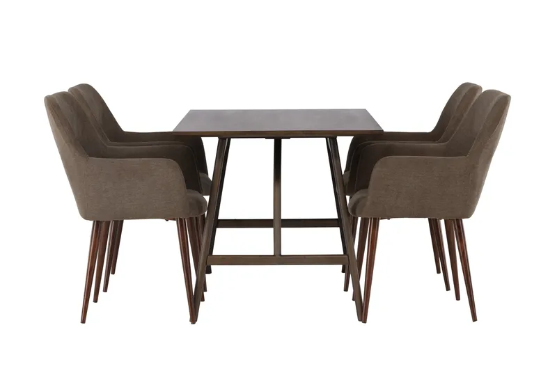 Kaseidon Matgrupp 120 cm Rektangulär med 4 Tomorrow stolar - Brun - Möbler - Bord & matgrupper - Matgrupper