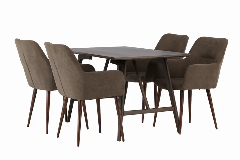 Kaseidon Matgrupp 120 cm Rektangulär med 4 Tomorrow stolar - Brun - Möbler - Bord & matgrupper - Matgrupper