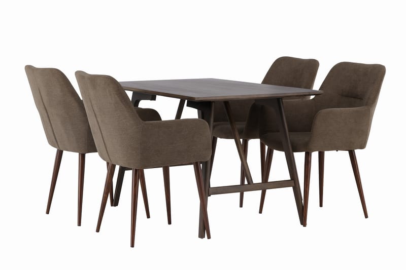 Kaseidon Matgrupp 120 cm Rektangulär med 4 Tomorrow stolar - Brun - Möbler - Bord & matgrupper - Matgrupper