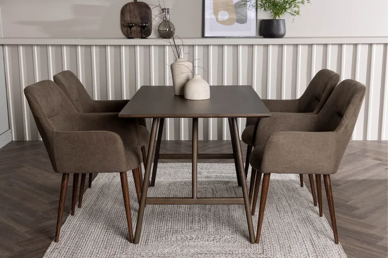 Kaseidon Matgrupp 120 cm Rektangulär med 4 Tomorrow stolar - Brun - Möbler - Bord & matgrupper - Matgrupper