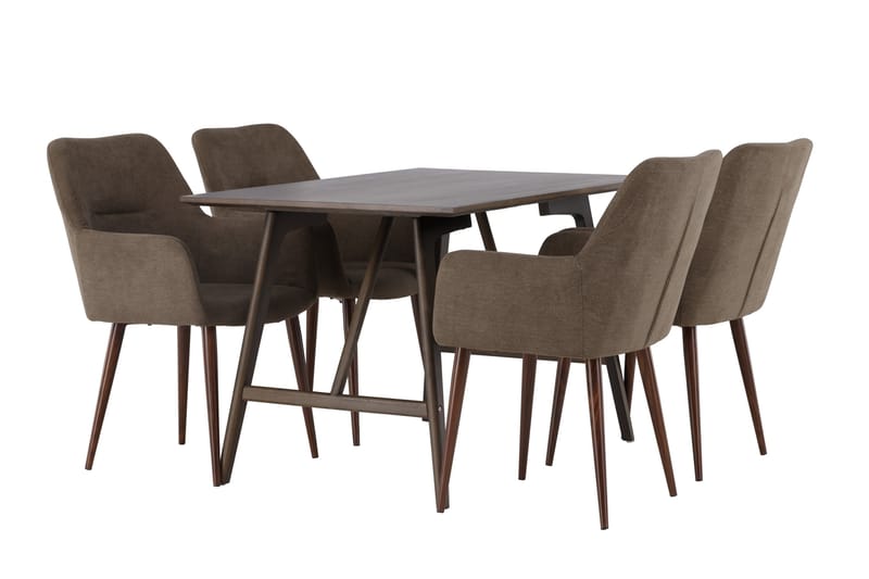 Kaseidon Matgrupp 120 cm Rektangulär med 4 Tomorrow stolar - Brun - Möbler - Bord & matgrupper - Matgrupper