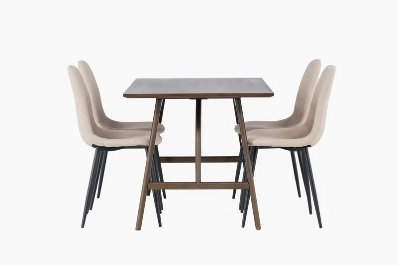 Kaseidon Matgrupp 120 cm Rektangulär med 4 Polar stolar - Beige - Möbler - Bord & matgrupper - Matgrupper