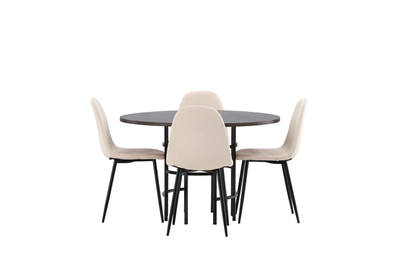 Kavenhamn Matgrupp  115 cm Rund med 4 Bennie stolar - Beige - Möbler - Bord & matgrupper - Matgrupper